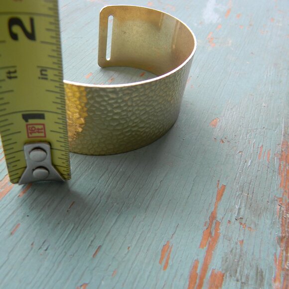 BOHO Chunky Wide Hammered Gold Tone Cuff Bangle Bracelet ONE SIZE FITS MOST - Picture 7 of 7